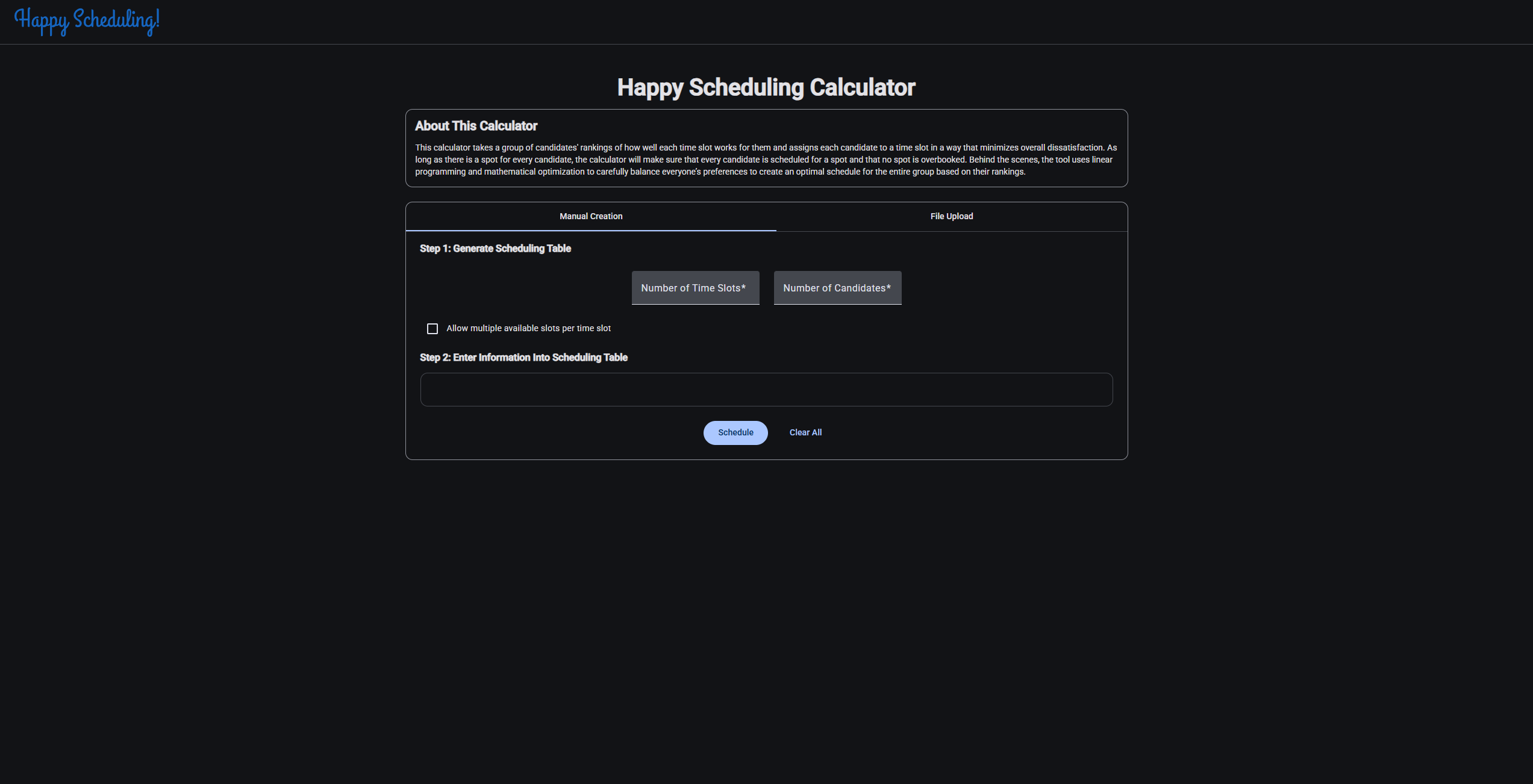 Happy Scheduling Project